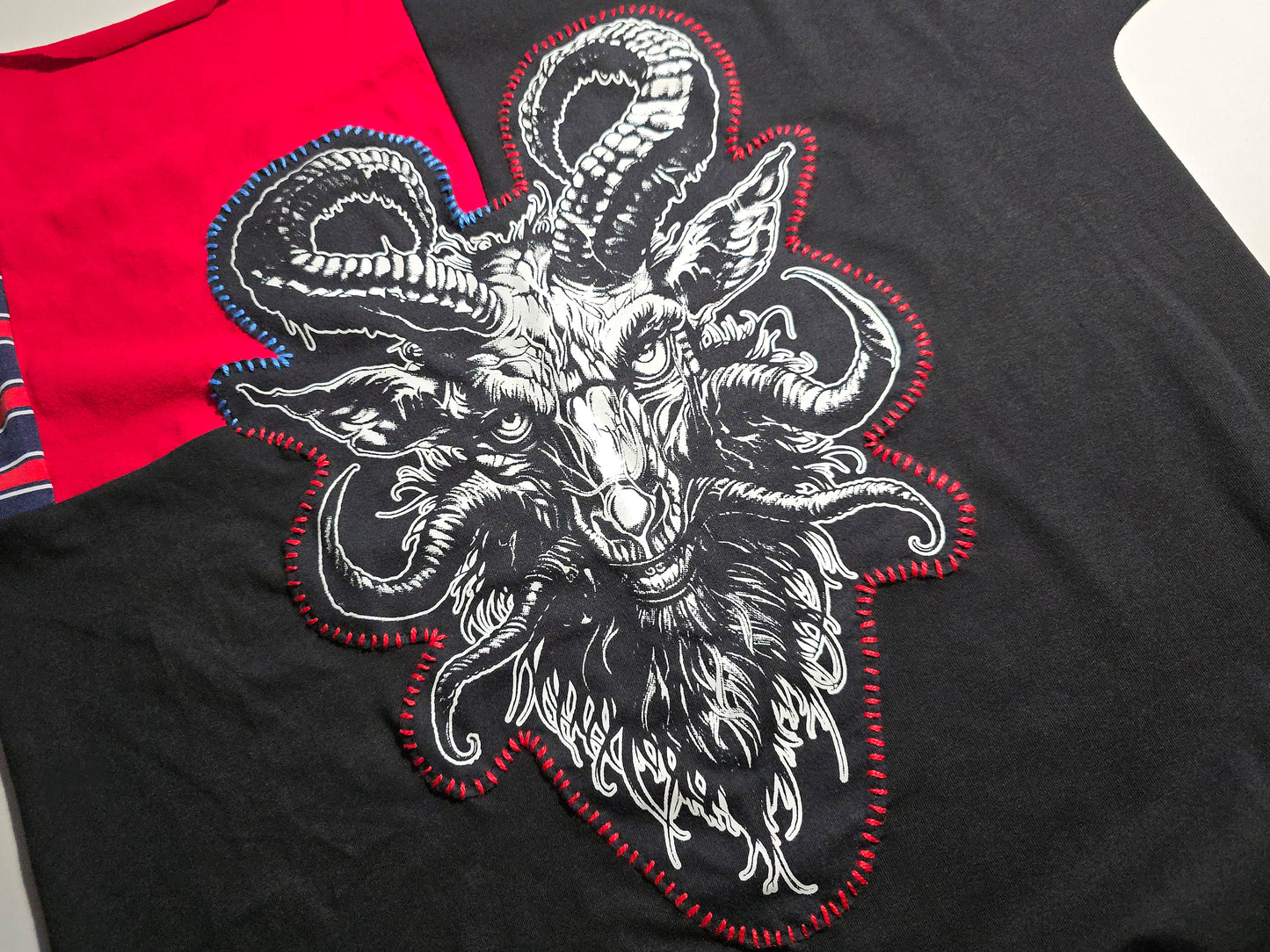 Baphomet Patch Dress | Handmade Screen Printed Dress | Zero waste Patchwork Dress