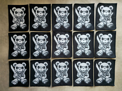 Killer Teddy Bear Patch | Handmade Screen Printed Patch | Sew on Patch