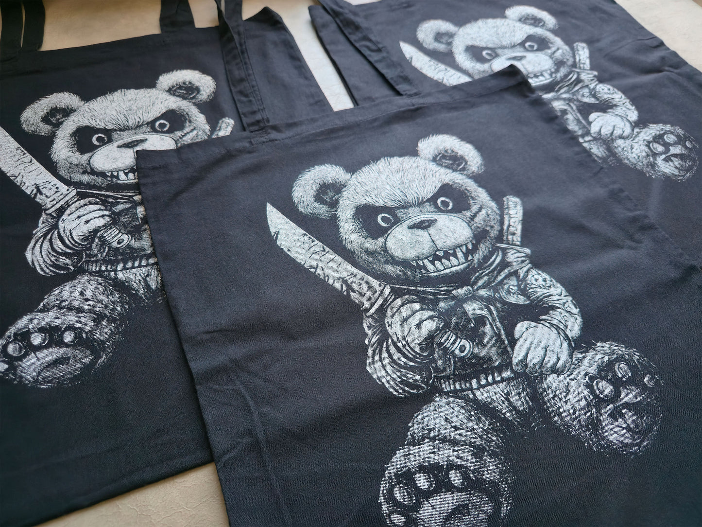 Killer Teddy Bear Tote | Screen Printed Bear Tote | Cotton Tote Bag