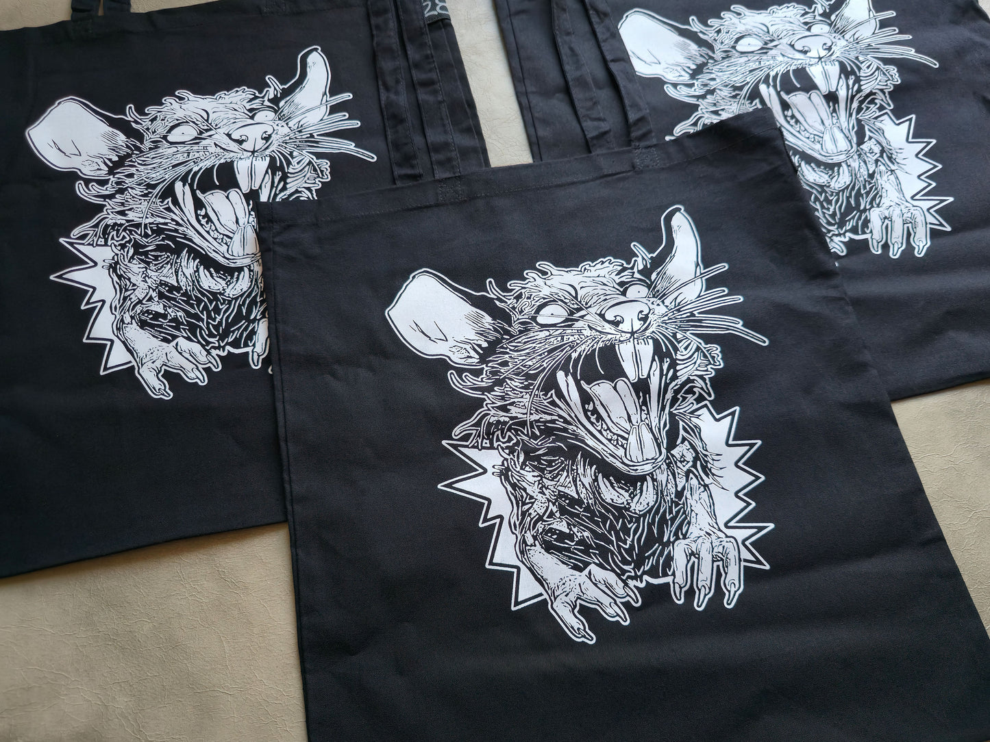 Screaming Rat Tote Bag | Screen Printed Rat Tote | Cotton Tote Bag