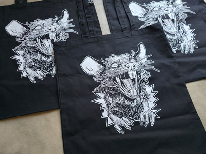 Screaming Rat Tote Bag | Screen Printed Rat Tote | Cotton Tote Bag