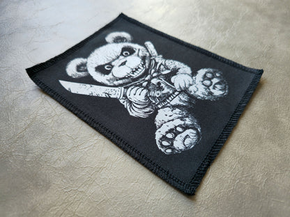 Killer Teddy Bear Patch | Handmade Screen Printed Patch | Sew on Patch