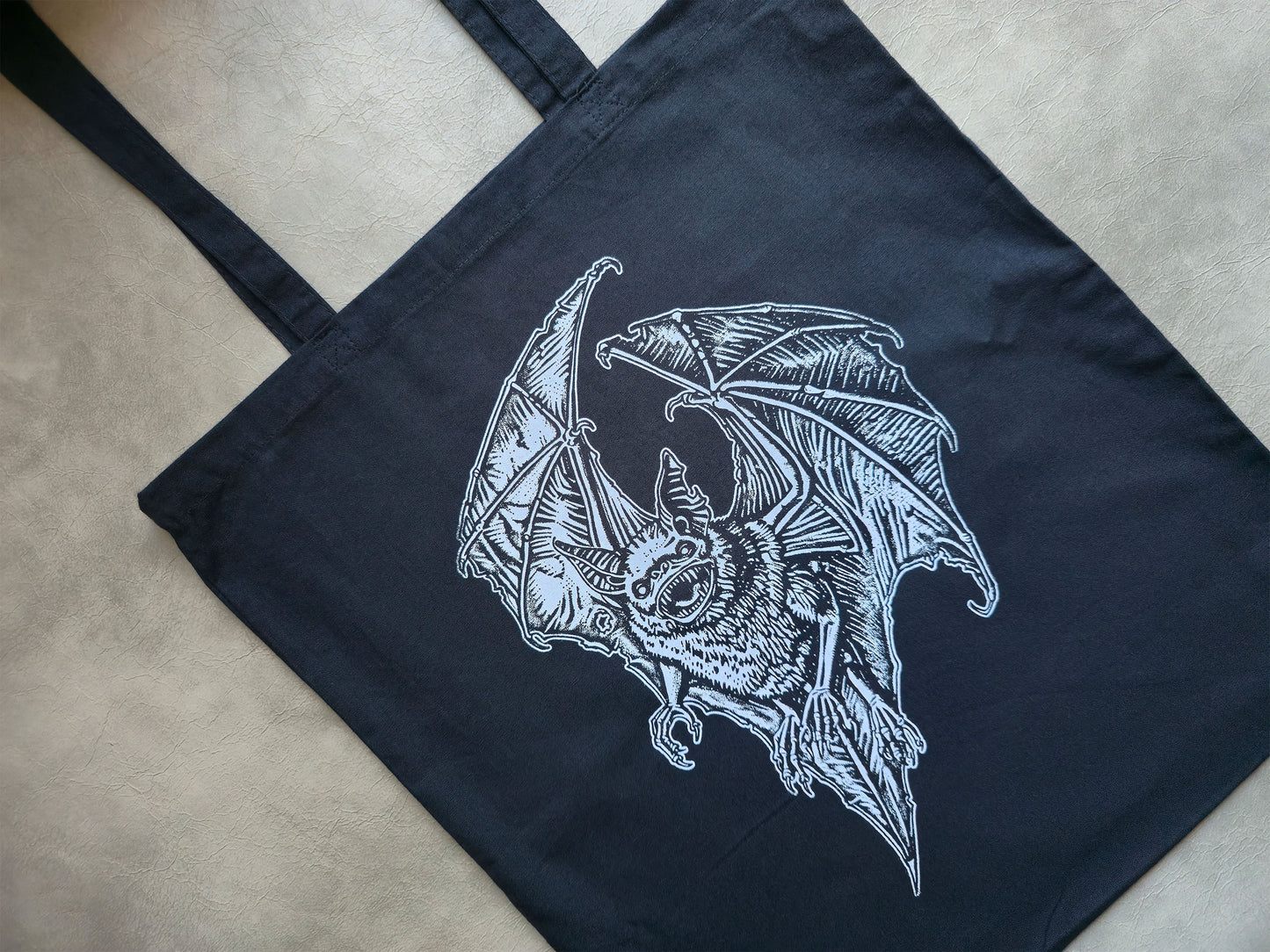 Screaming Chiroptera Tote Bag | Screen Printed Bat | Cotton Tote Bag