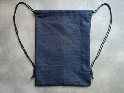 Killer Teddy Bear Drawstring Backpack | Handmade Screen Printed Bag | Upcycled Denim Backpack