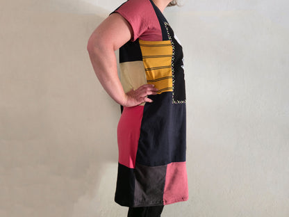Screaming Rat Patch Dress | Handmade Screen Printed Dress | Zero waste Patchwork Dress