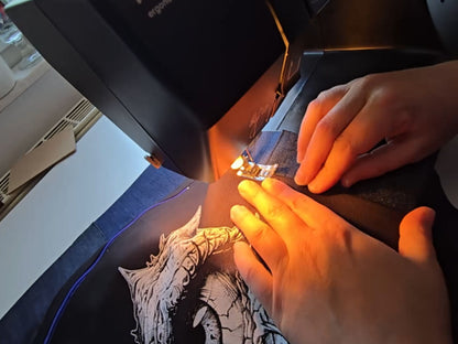 Eye See You Drawstring Backpack | Handmade Screen Printed Bag | Upcycled Denim Backpack