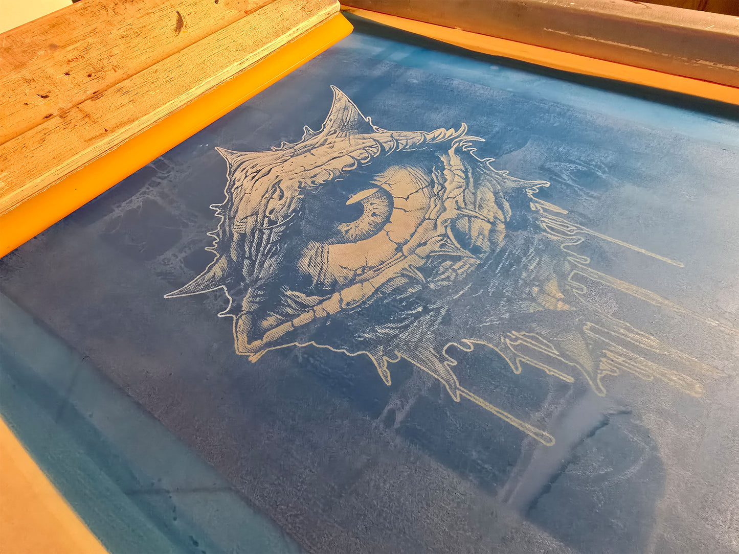 Eye See You Drawstring Backpack | Handmade Screen Printed Bag | Upcycled Denim Backpack