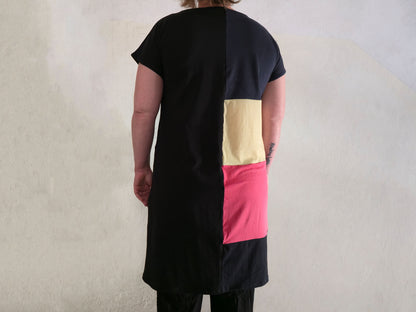 Screaming Rat Patch Dress | Handmade Screen Printed Dress | Zero waste Patchwork Dress