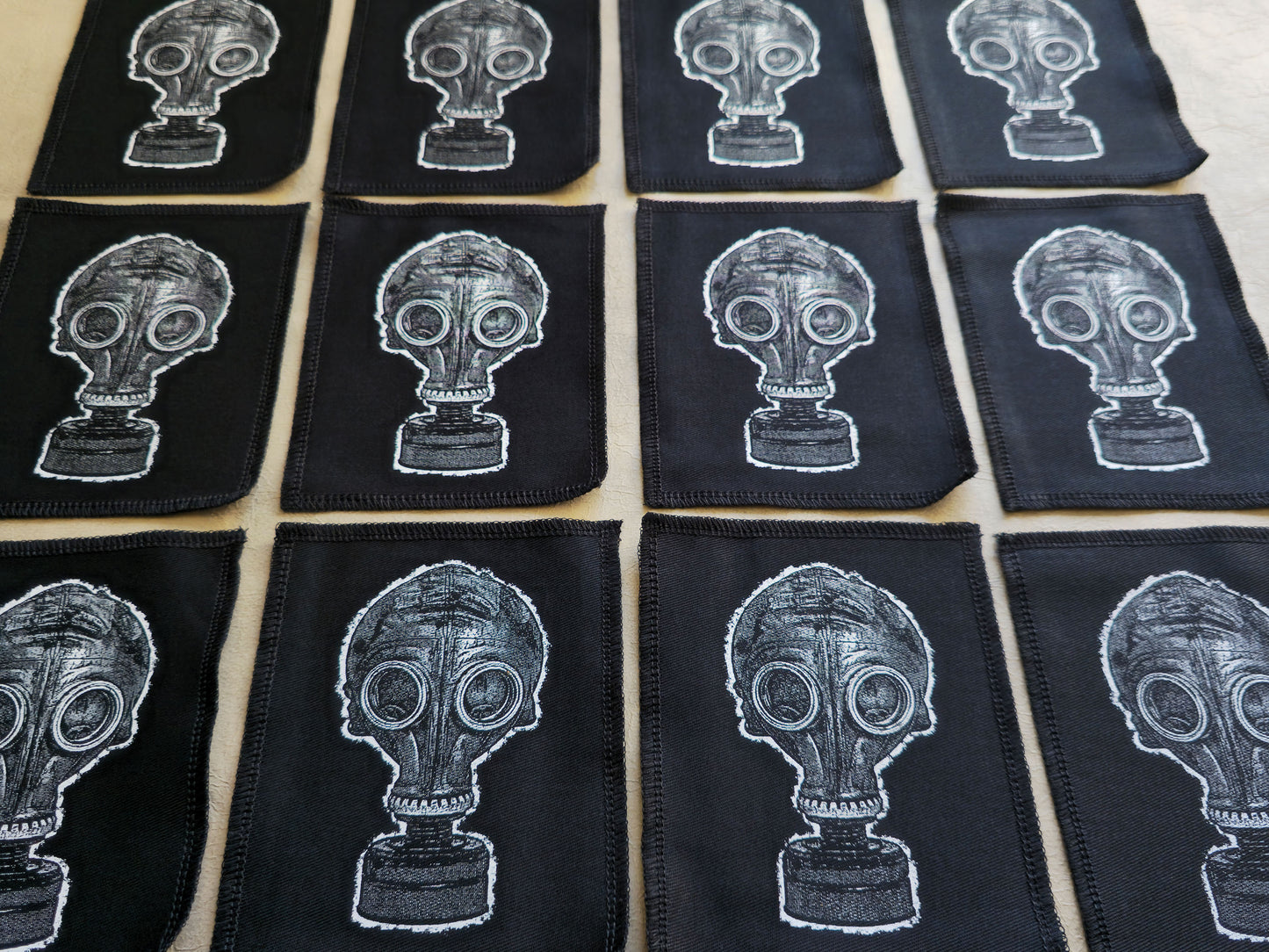 Gas Mask Patch | Handmade Screen Printed Patch | Sew On Patch