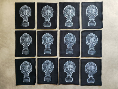 Gas Mask Patch | Handmade Screen Printed Patch | Sew On Patch