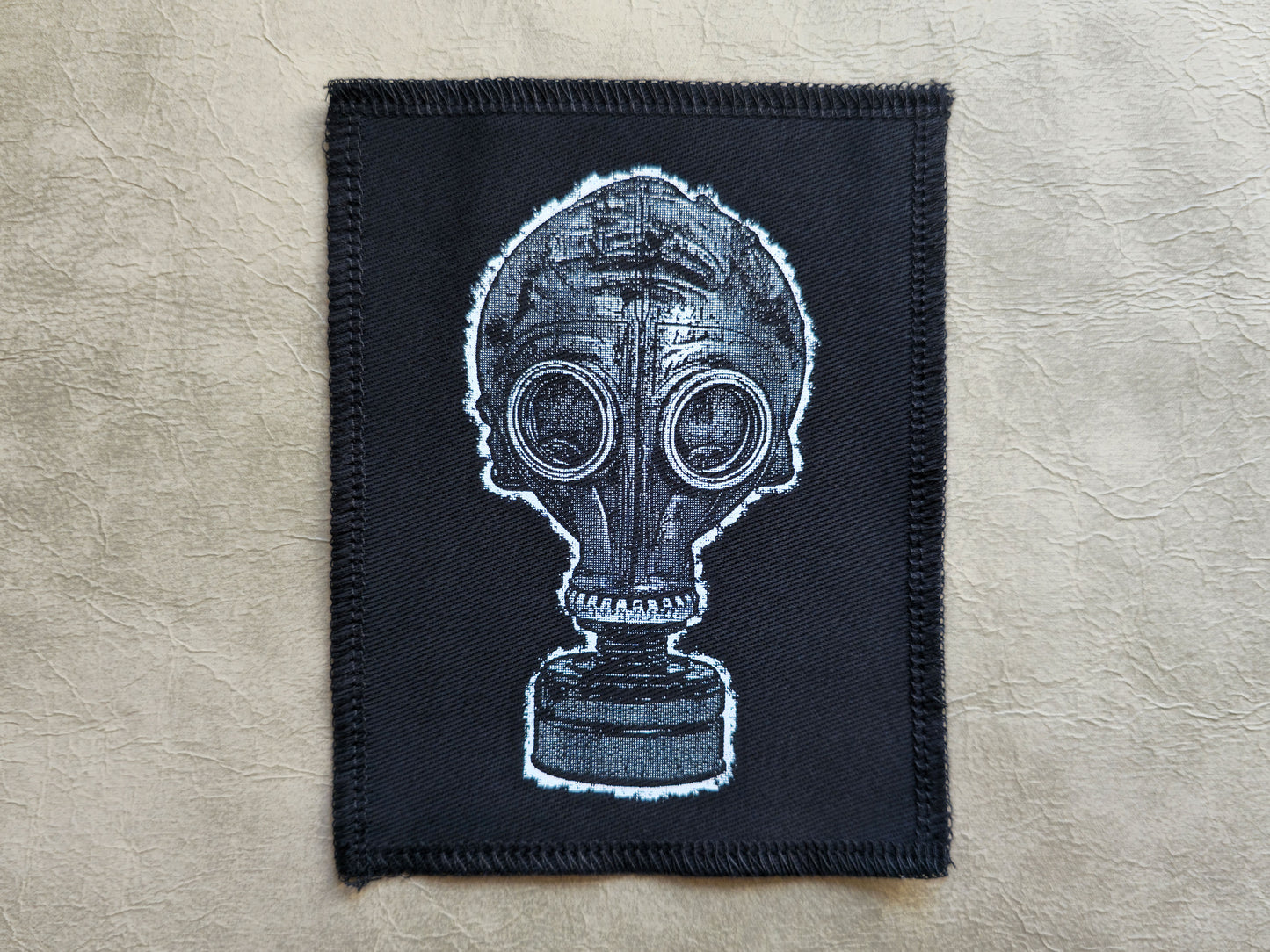 Gas Mask Patch | Handmade Screen Printed Patch | Sew On Patch