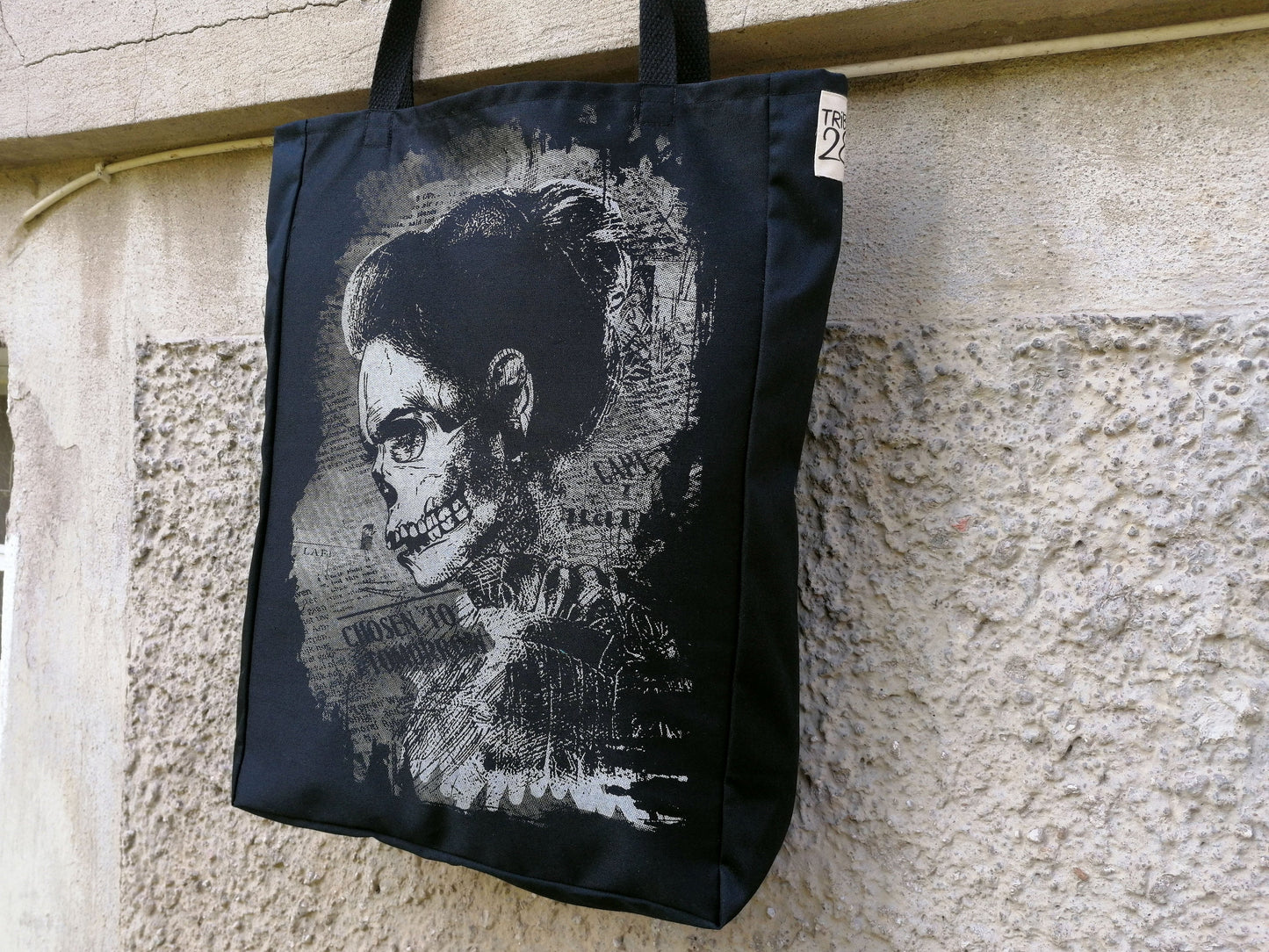 Lady Skull Tote Bag | Unique Screen Printed Tote | Handmade Tote Bag