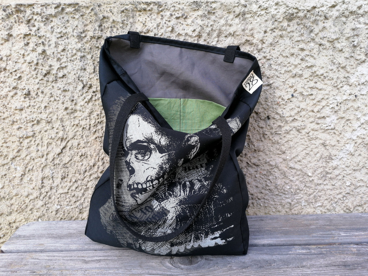 Lady Skull Tote Bag | Unique Screen Printed Tote | Handmade Tote Bag