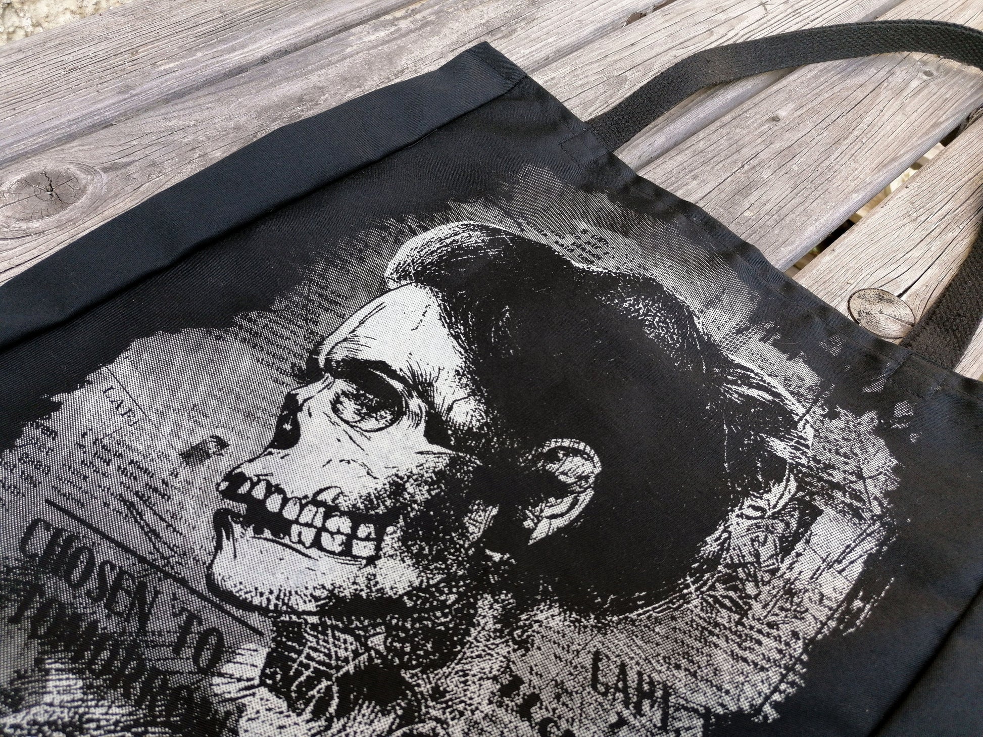 Lady Skull Tote Bag | Unique Screen Printed Tote | Handmade Tote Bag