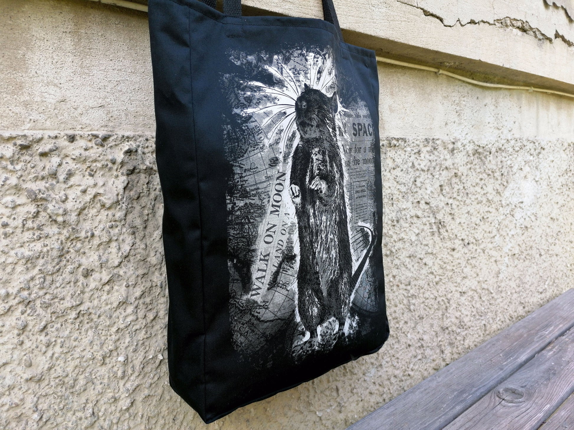 Rat Tote Bag | Unique Screen Printed Tote | Handmade Bag