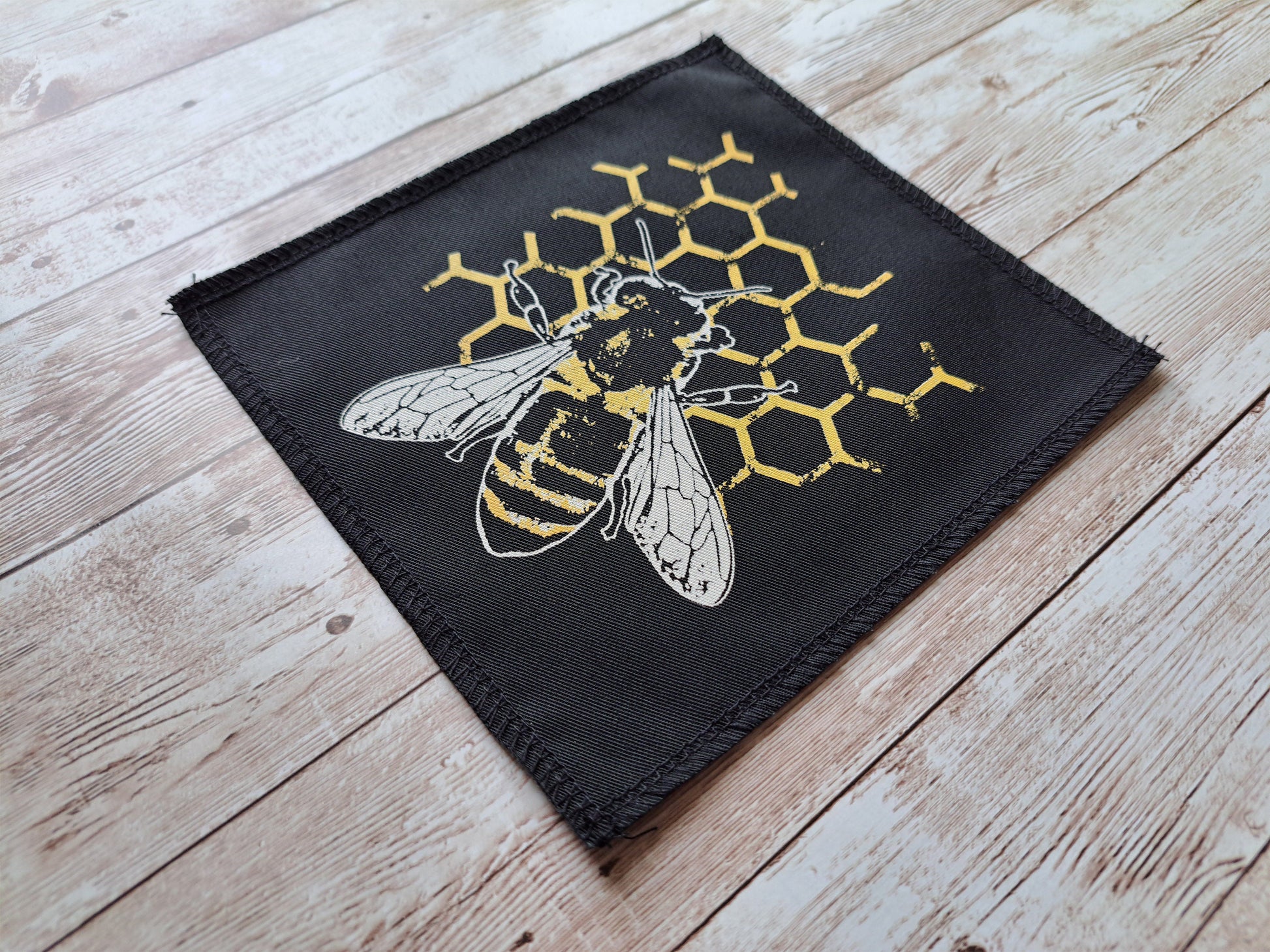 Bee Comb Patch | Screen Printed Patch | High Quality Patch | Bee Lover | Handmade Patch | Bee Print