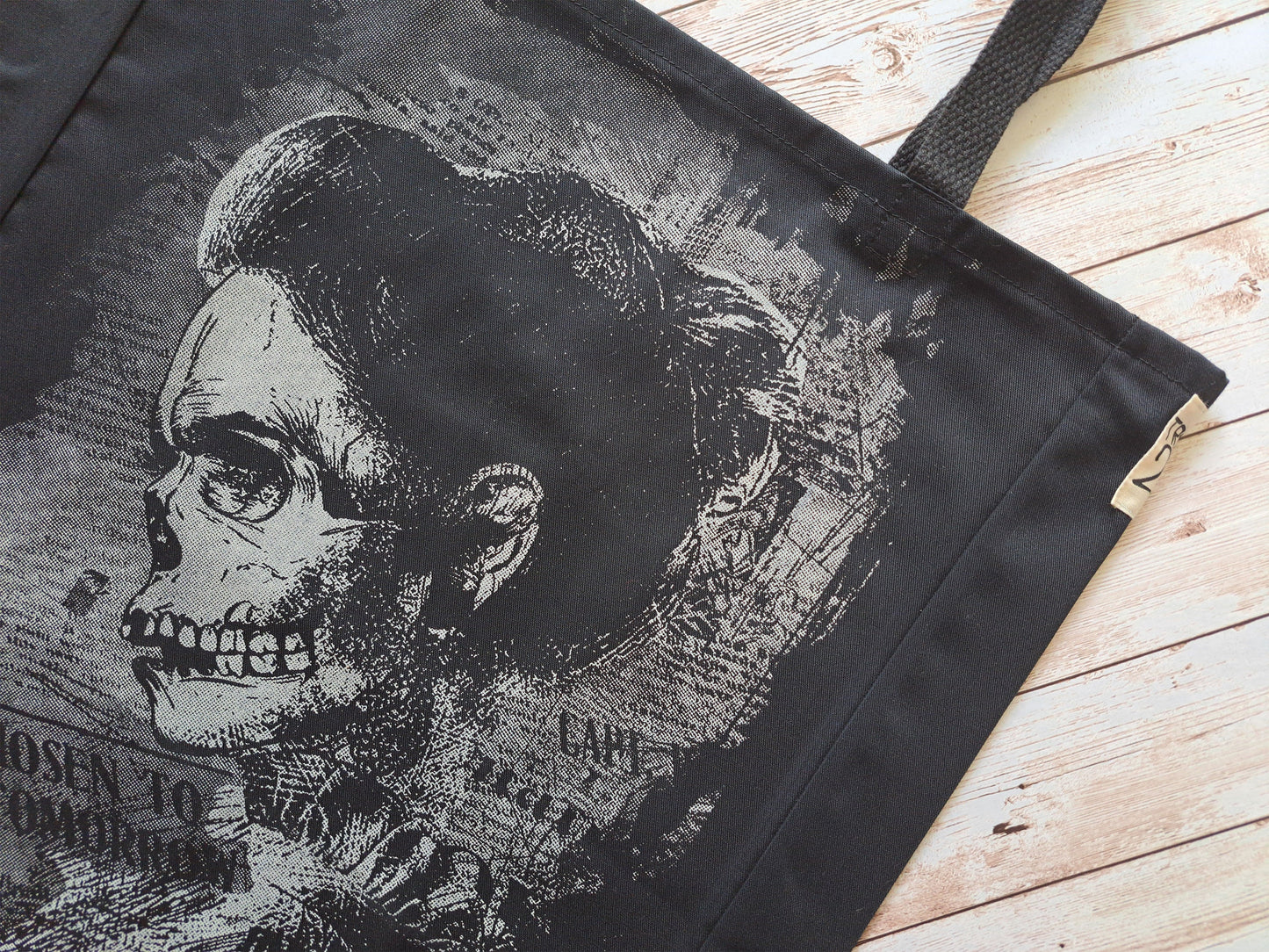 Lady Skull Tote Bag | Unique Screen Printed Tote | Handmade Tote Bag