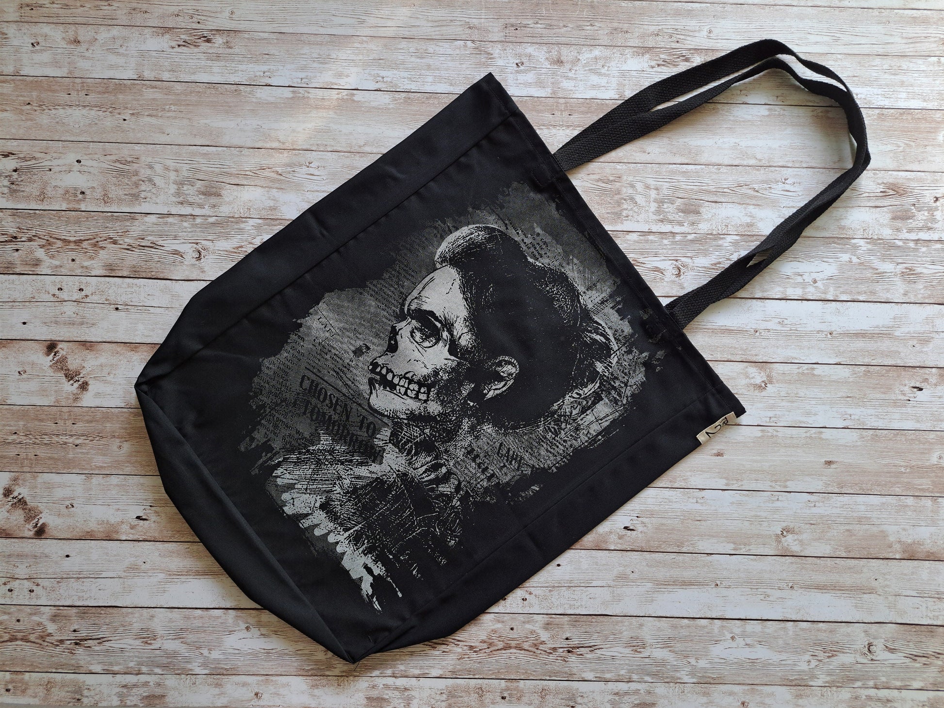 Lady Skull Tote Bag | Unique Screen Printed Tote | Handmade Tote Bag