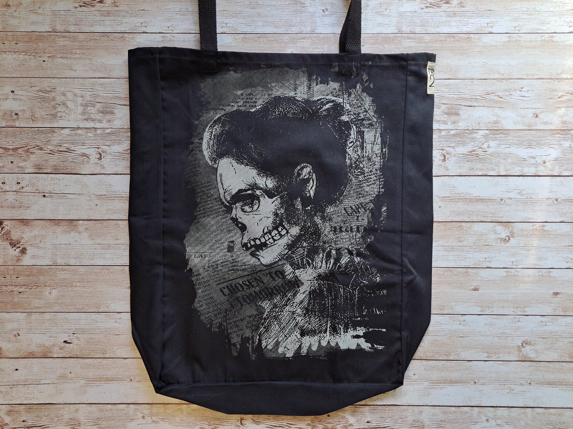 Lady Skull Tote Bag | Unique Screen Printed Tote | Handmade Tote Bag