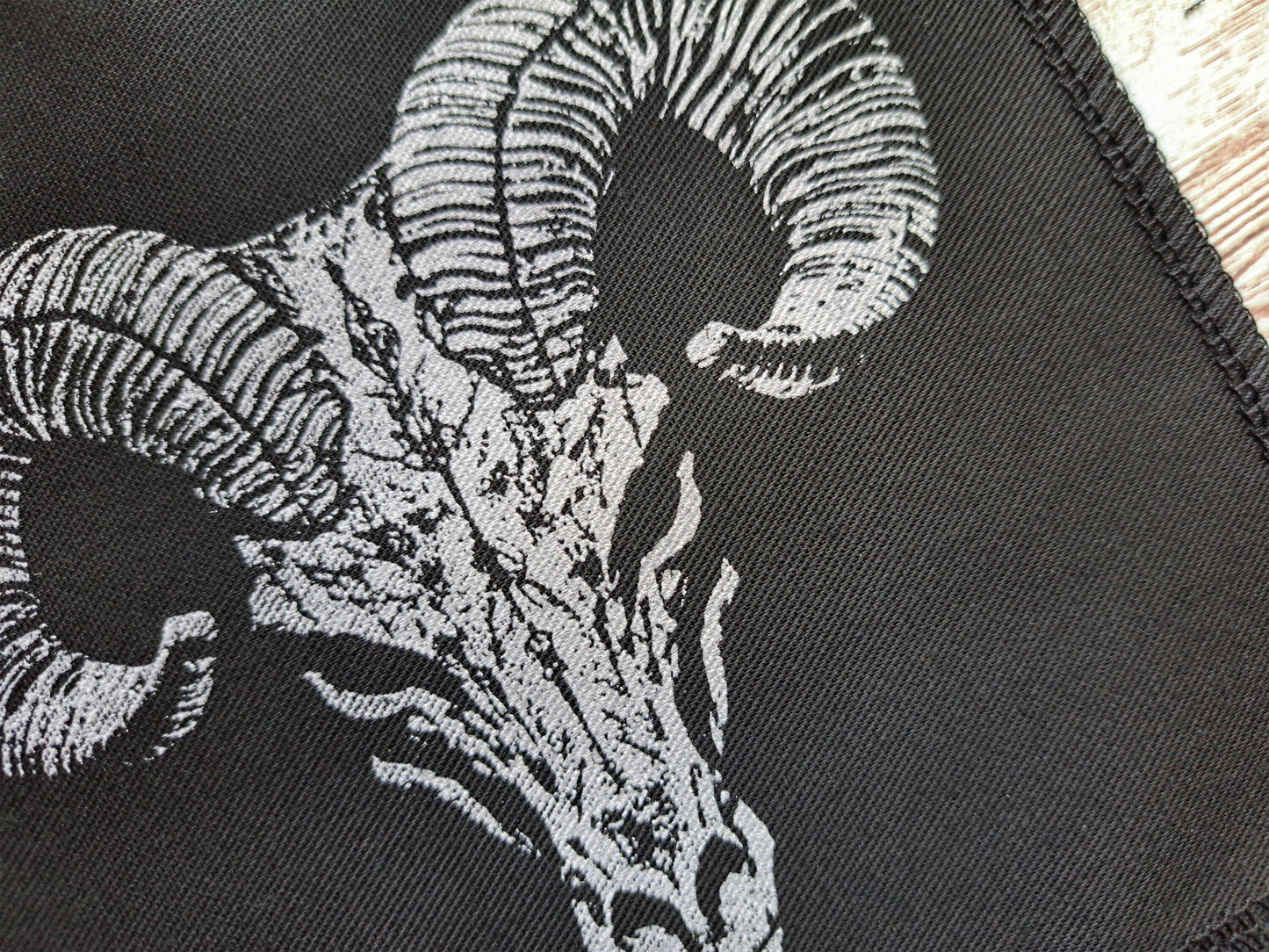 Ram Skull Patch | Screen Printed Patch | Handmade Sew On Patch