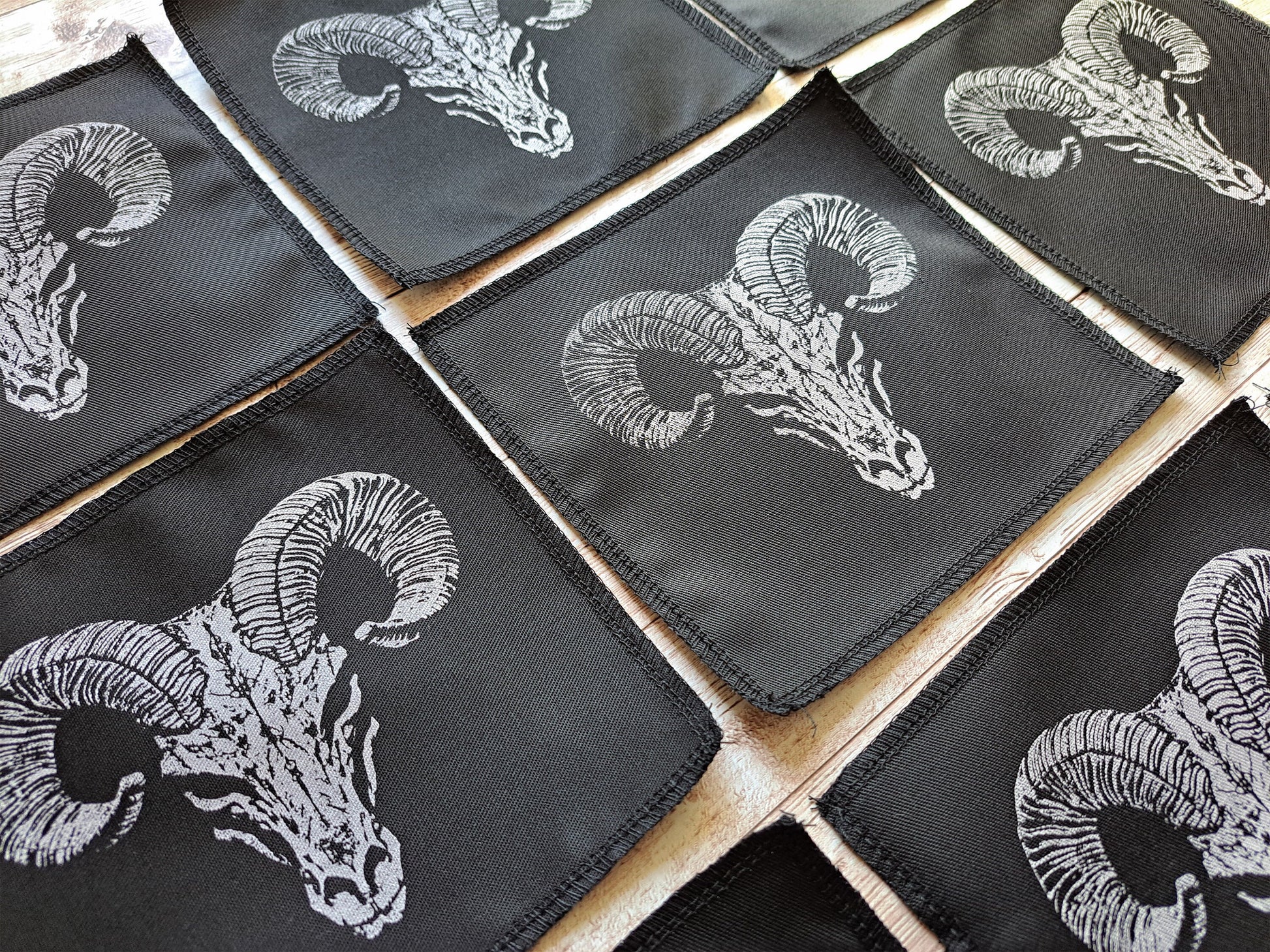 Ram Skull Patch | Screen Printed Patch | Handmade Sew On Patch