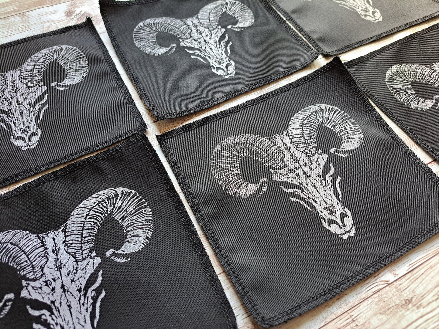 Ram Skull Patch | Screen Printed Patch | Handmade Sew On Patch