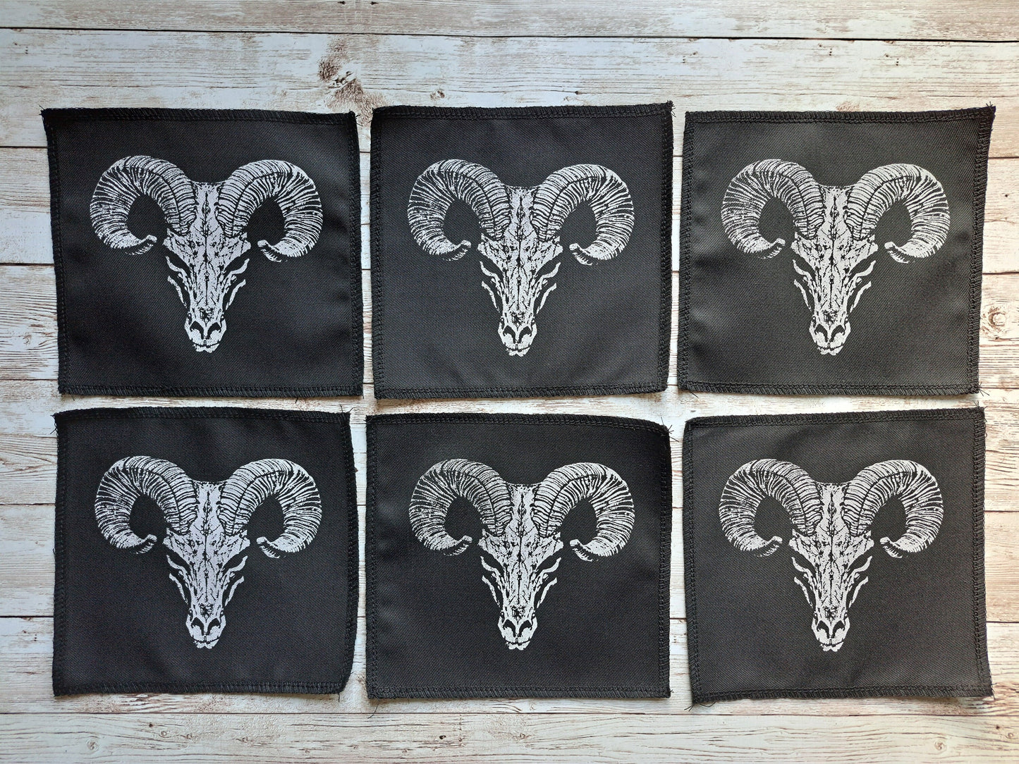 Ram Skull Patch | Screen Printed Patch | Handmade Sew On Patch