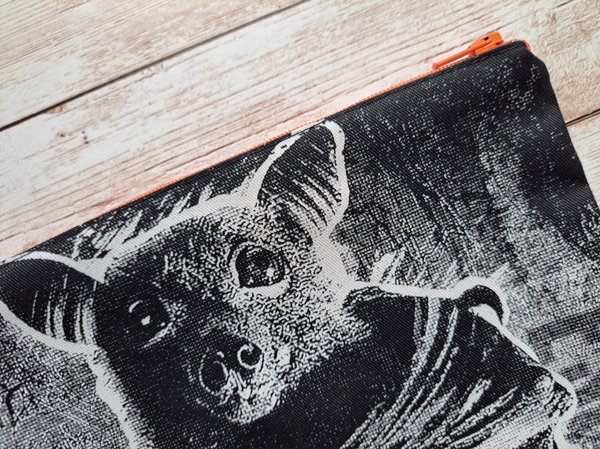 Bat Zipper Pouch | Limited Edition | Unique Art Pouch | Hand Screen Printed Accessory Pouch