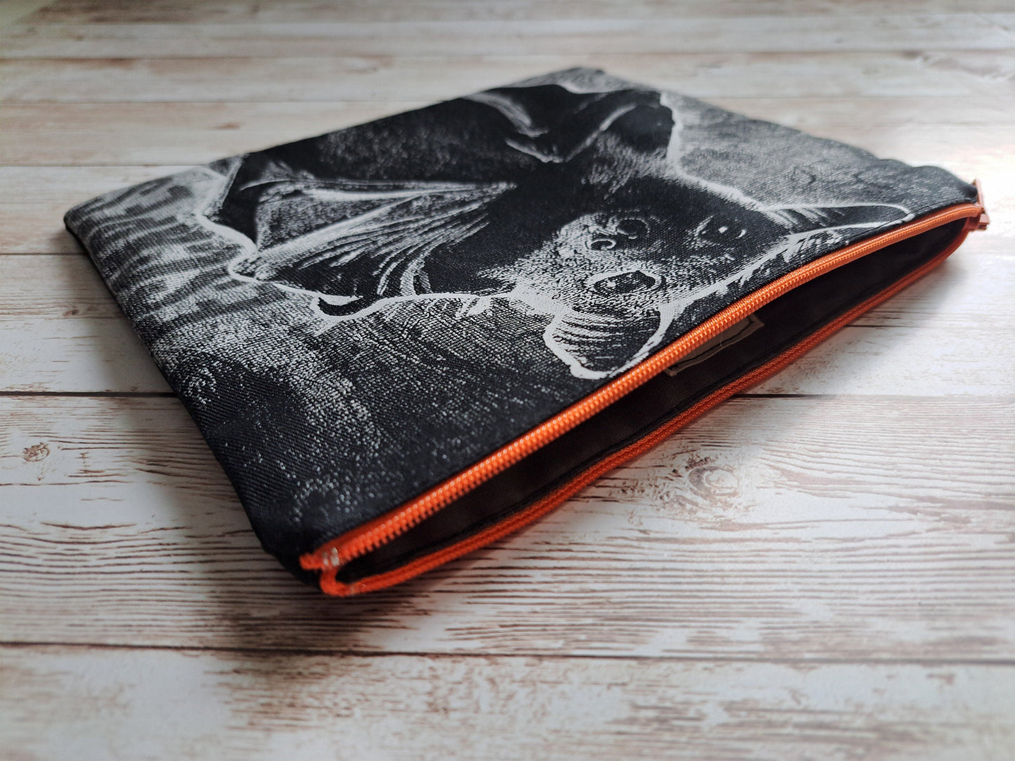 Bat Zipper Pouch | Limited Edition | Unique Art Pouch | Hand Screen Printed Accessory Pouch