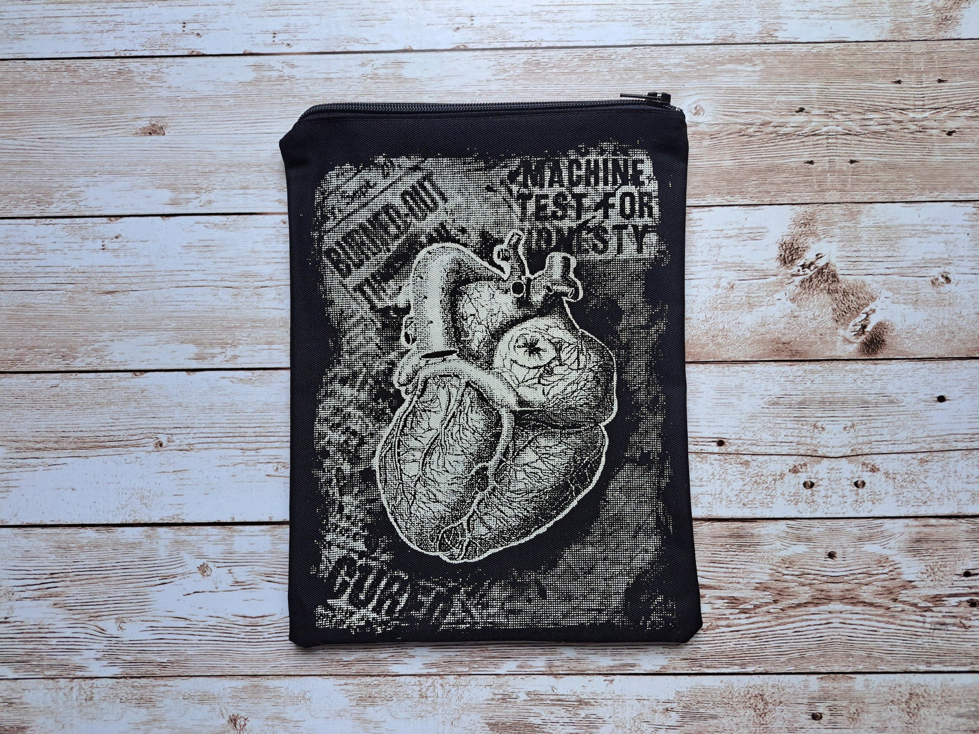 Heart Anatomy Zipper Pouch | Machine Test For Honesty | Unique Art | Screen Printed Pouch