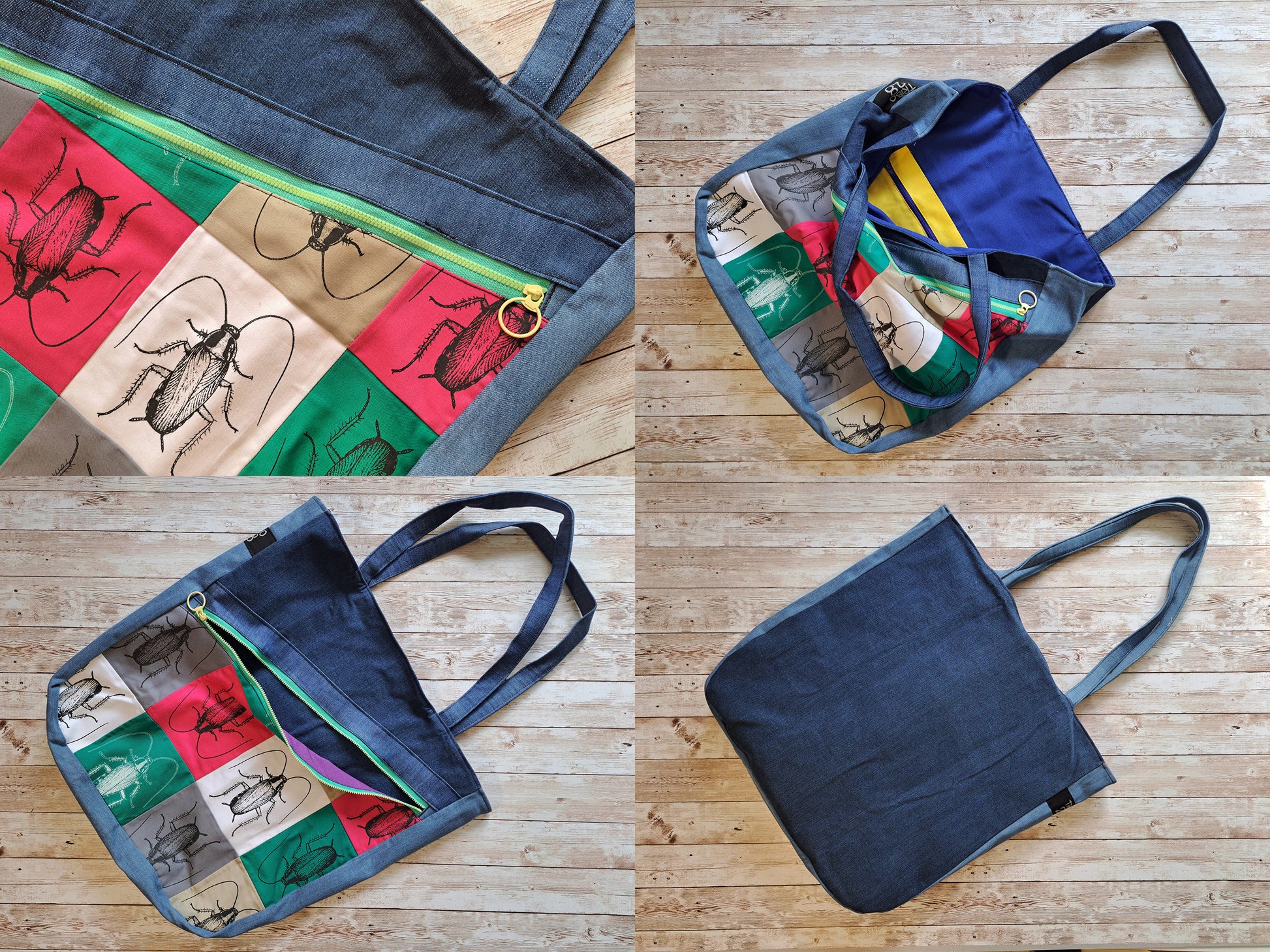 Cockroach Jeans Bag | Patch Shoulder Bag | Screen Printed Shopper