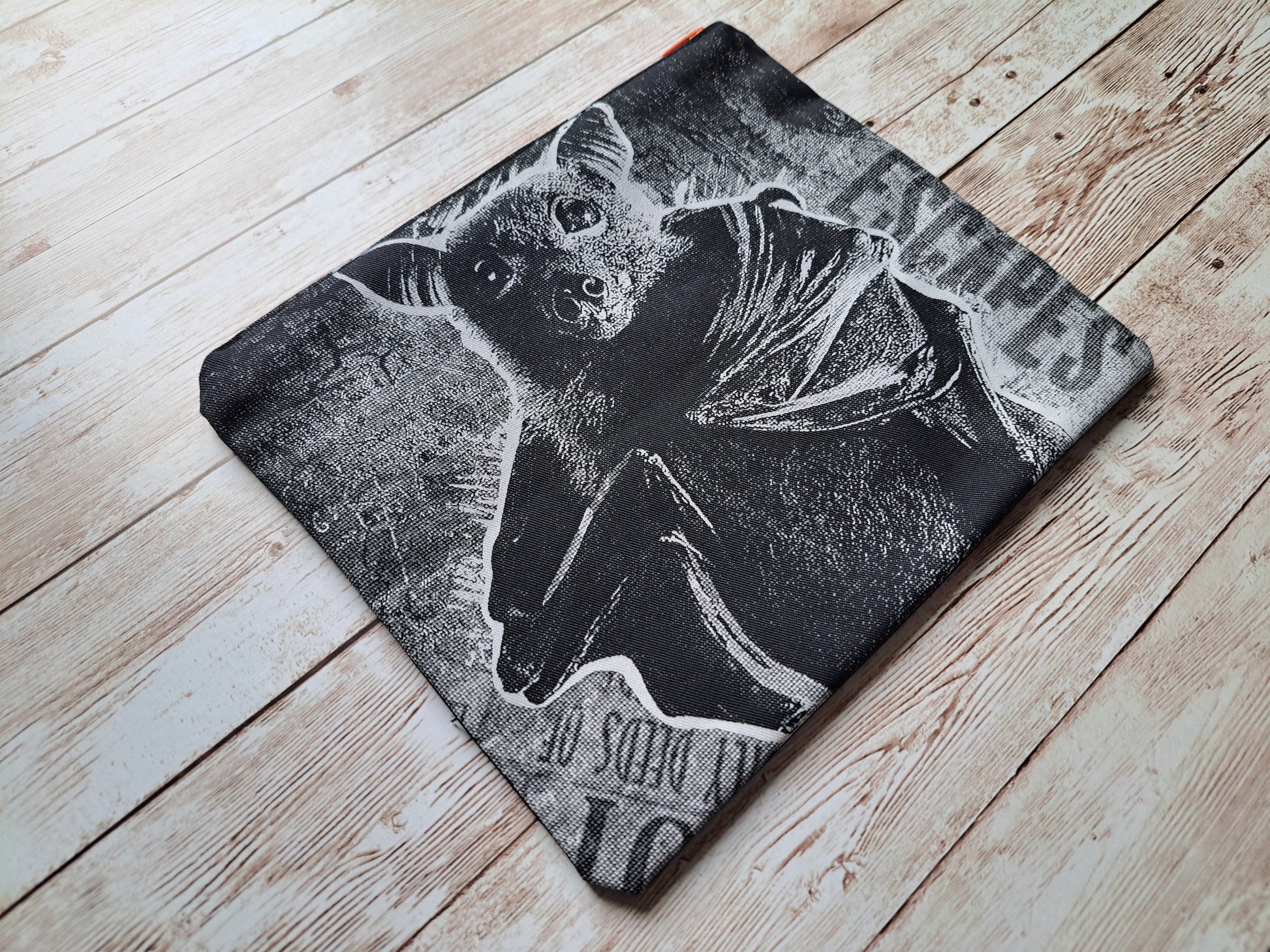 Bat Zipper Pouch | Limited Edition | Unique Art Pouch | Hand Screen Printed Accessory Pouch