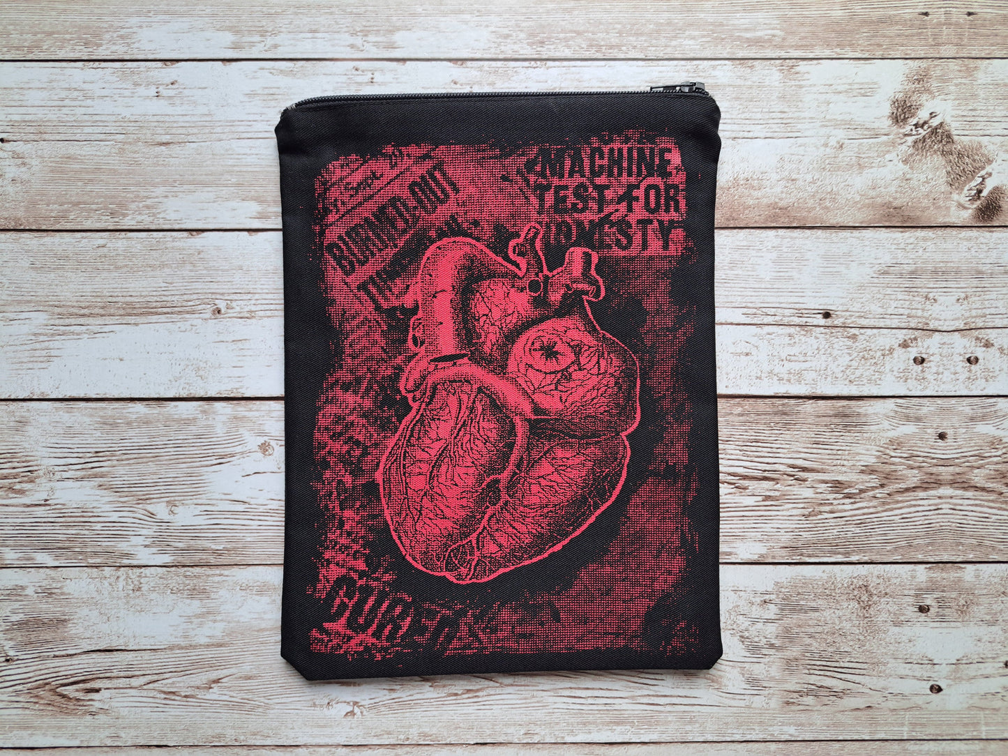 Heart Anatomy Zipper Pouch | Machine Test For Honesty | Unique Art | Screen Printed Pouch