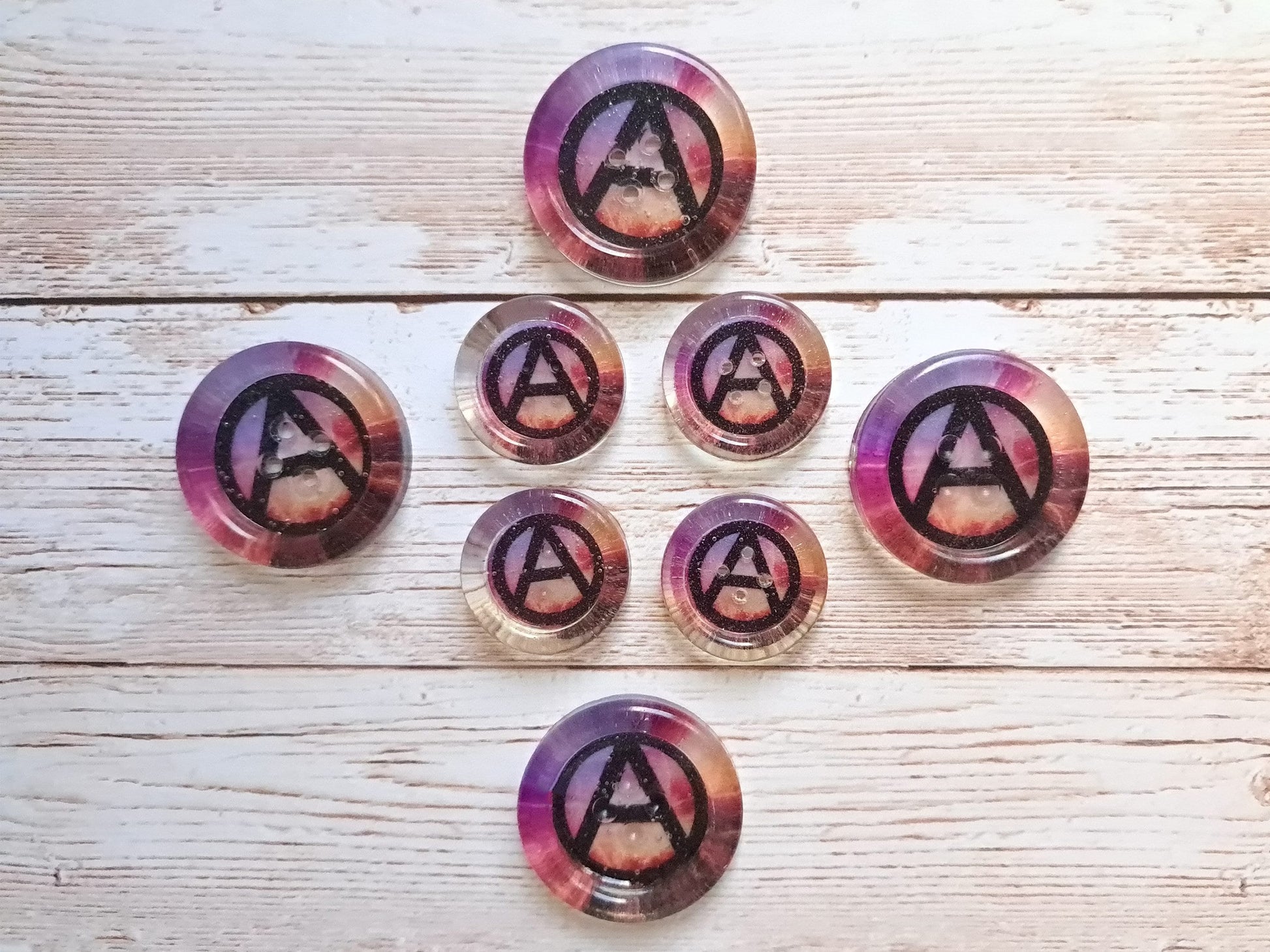 Alternative Resin Buttons | Limited Edition | Skull | Anarchy | Pentagram | Cobweb