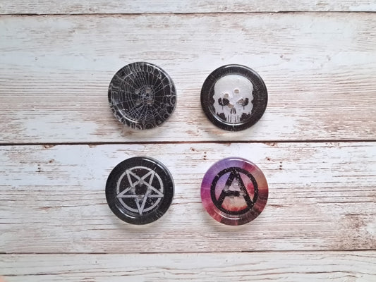 Alternative Resin Buttons | Limited Edition | Skull | Anarchy | Pentagram | Cobweb