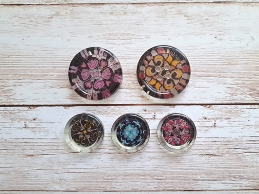 Floral Mandala Resin Buttons | Handmade | Unique Sewing Buttons