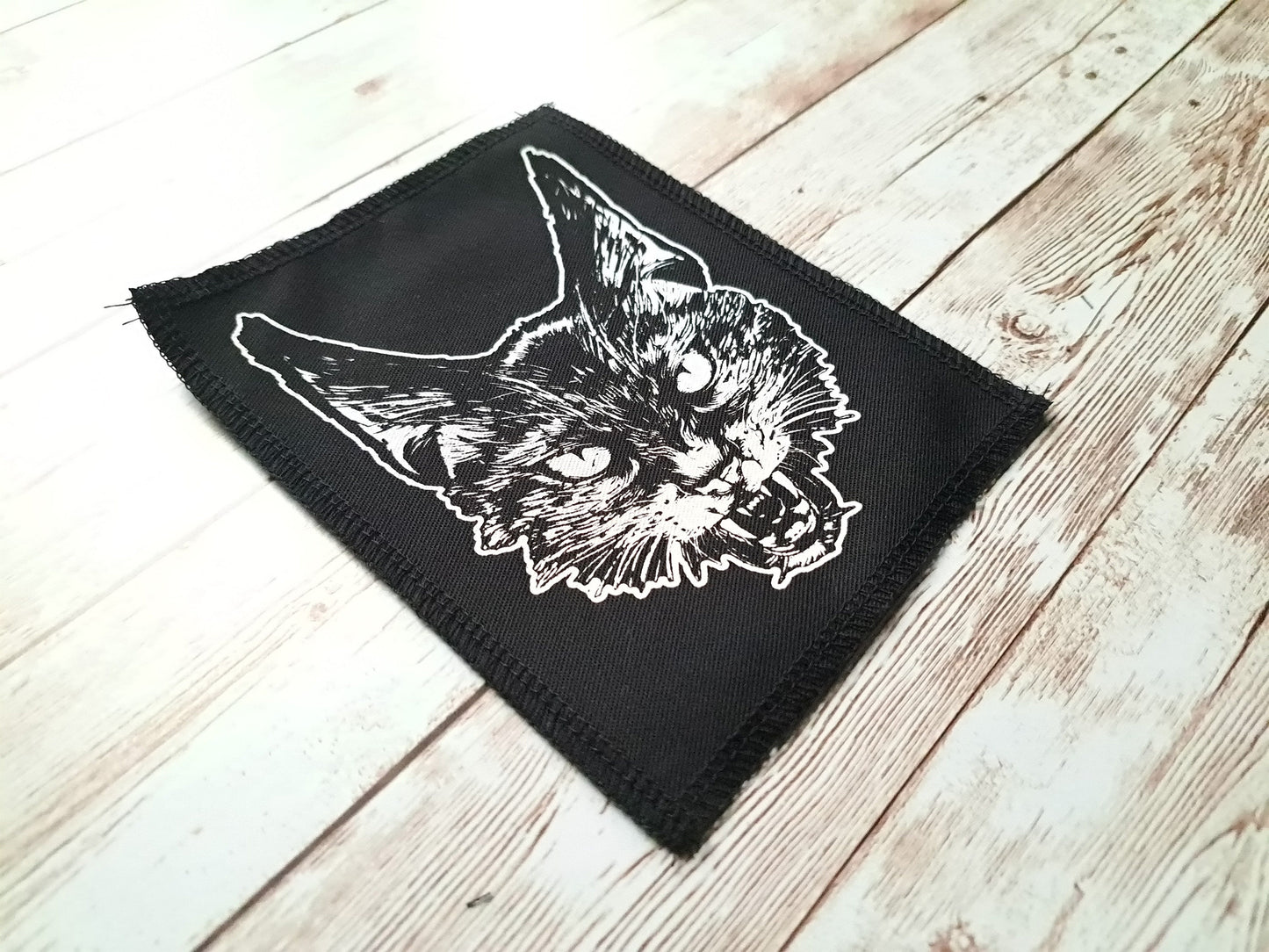 Cat Patch | Screen Printed Patch | Angry Feline Handmade Patch