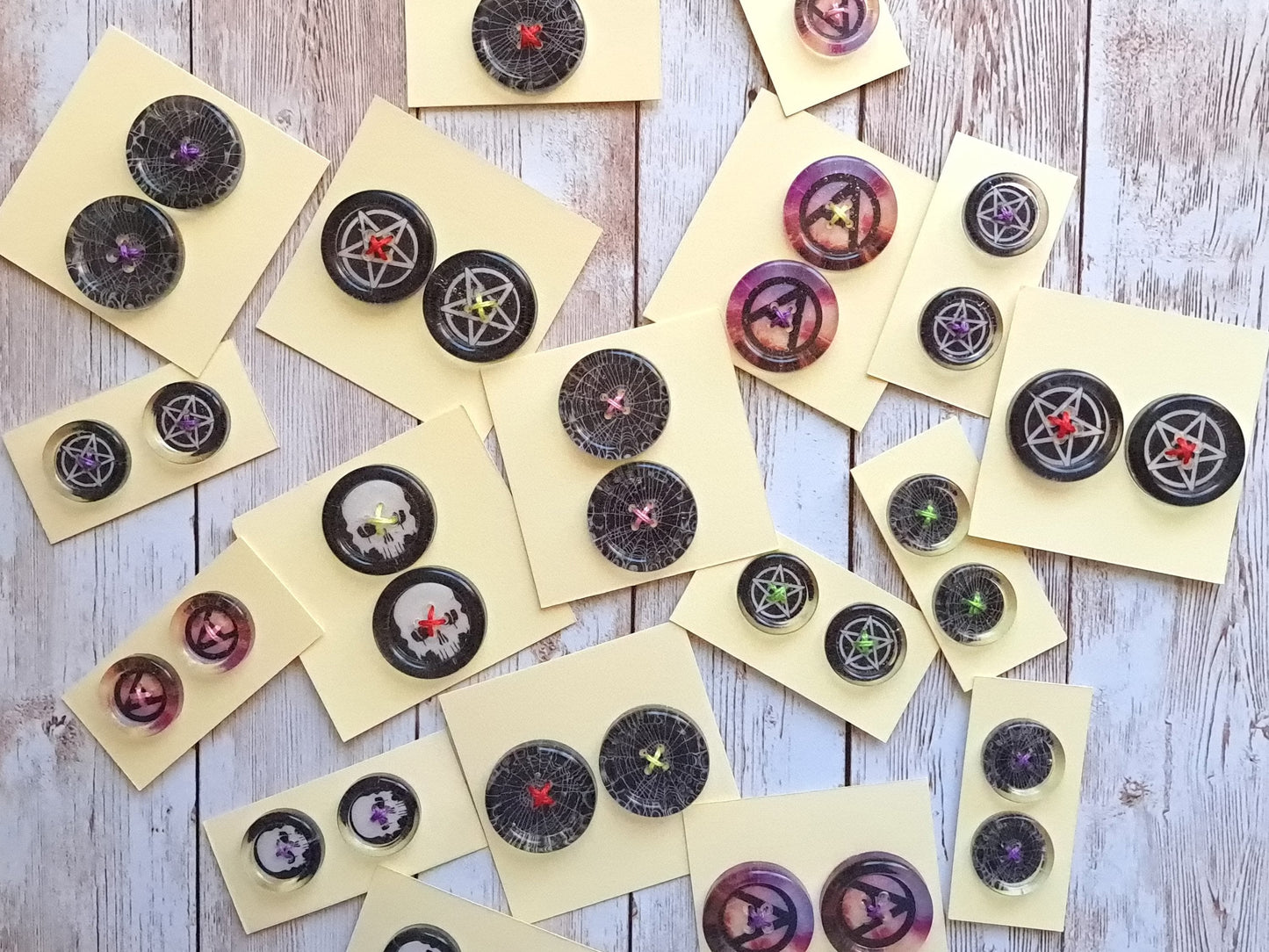 Alternative Resin Buttons | Limited Edition | Skull | Anarchy | Pentagram | Cobweb