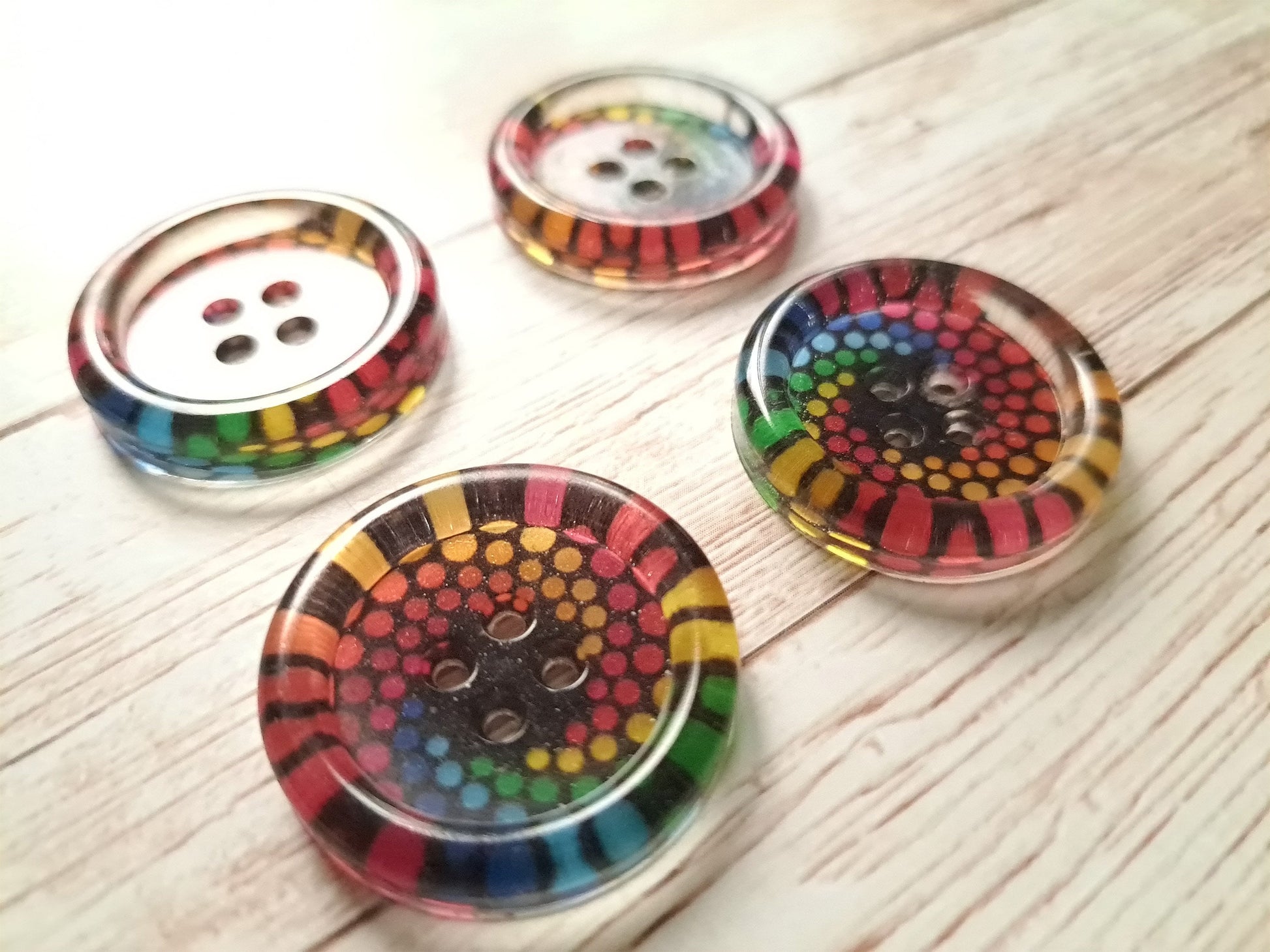 Rainbow Resin Buttons | Unique Handmade Sewing Buttons