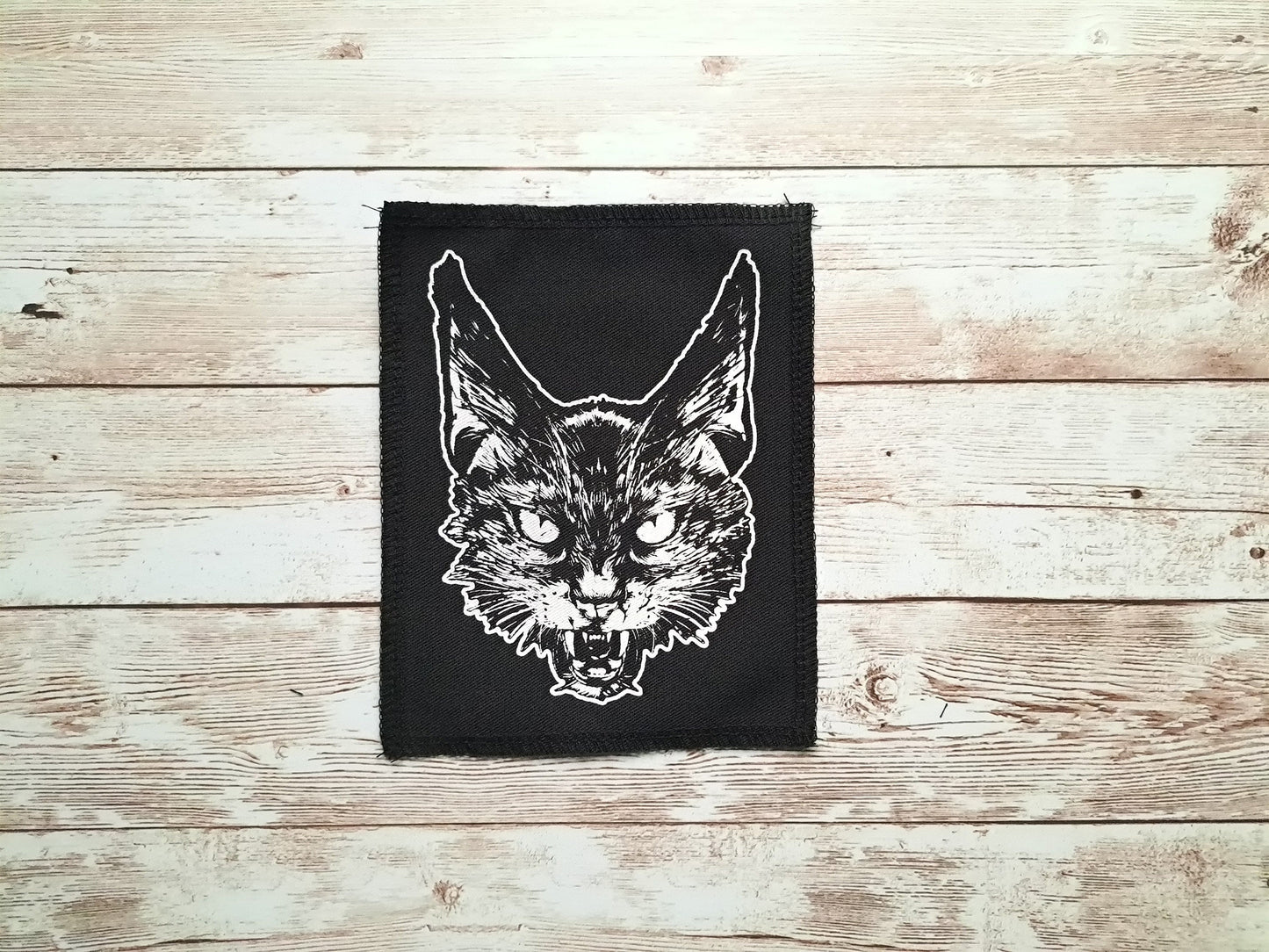 Cat Patch | Screen Printed Patch | Angry Feline Handmade Patch