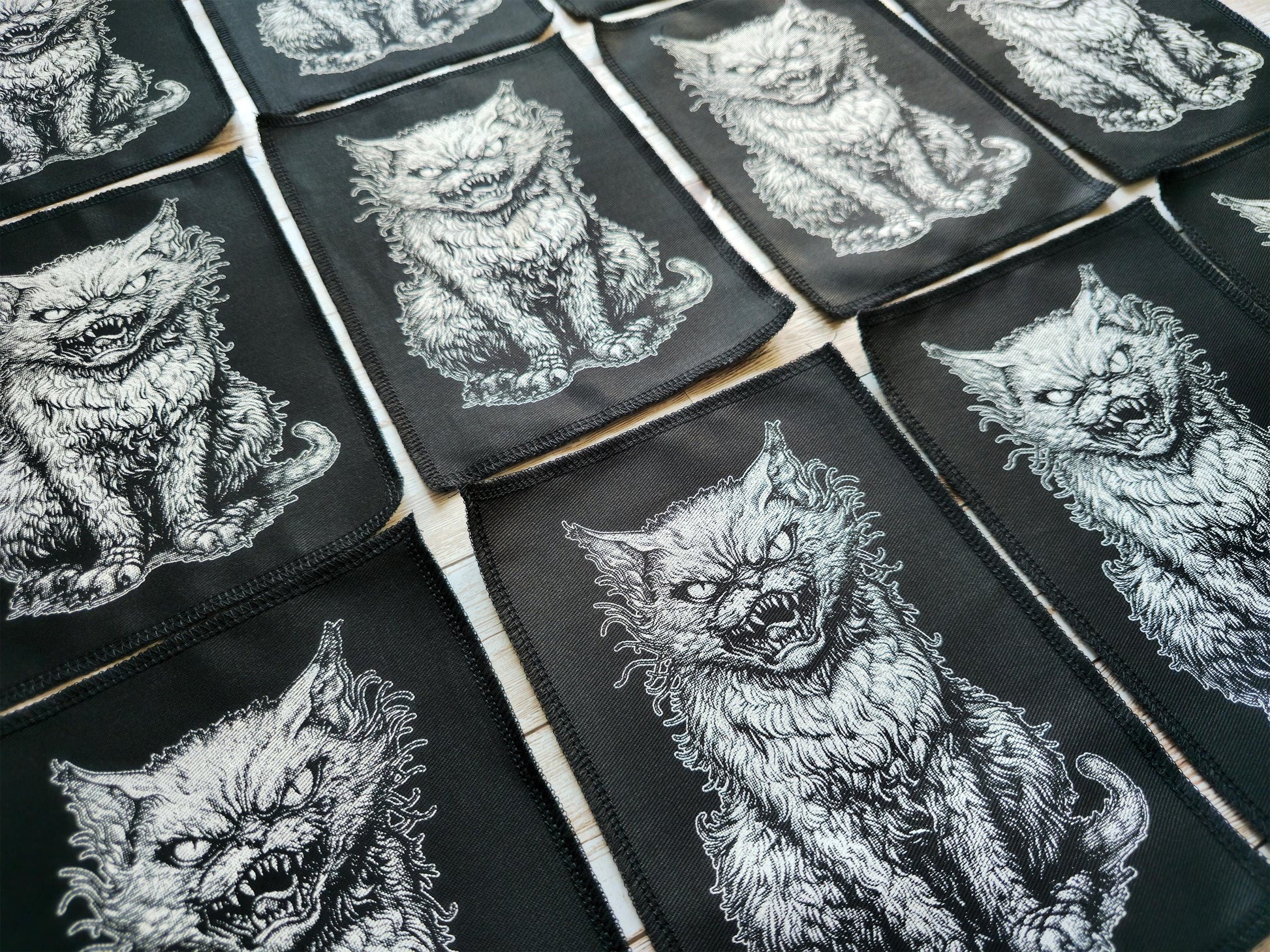 Freaky Cat | Screen Printed Patch | Handmade Sew On Patch