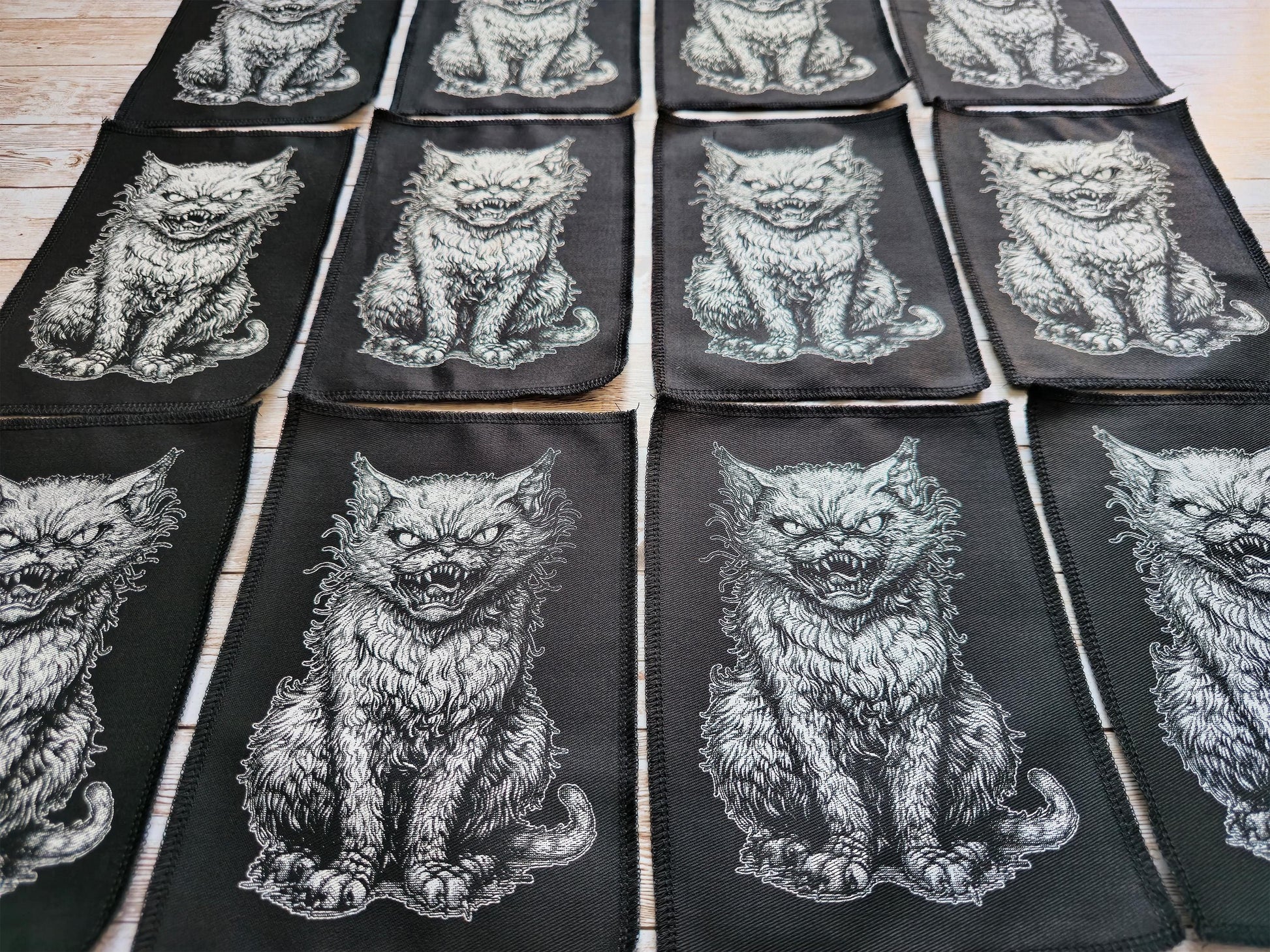 Freaky Cat | Screen Printed Patch | Handmade Sew On Patch