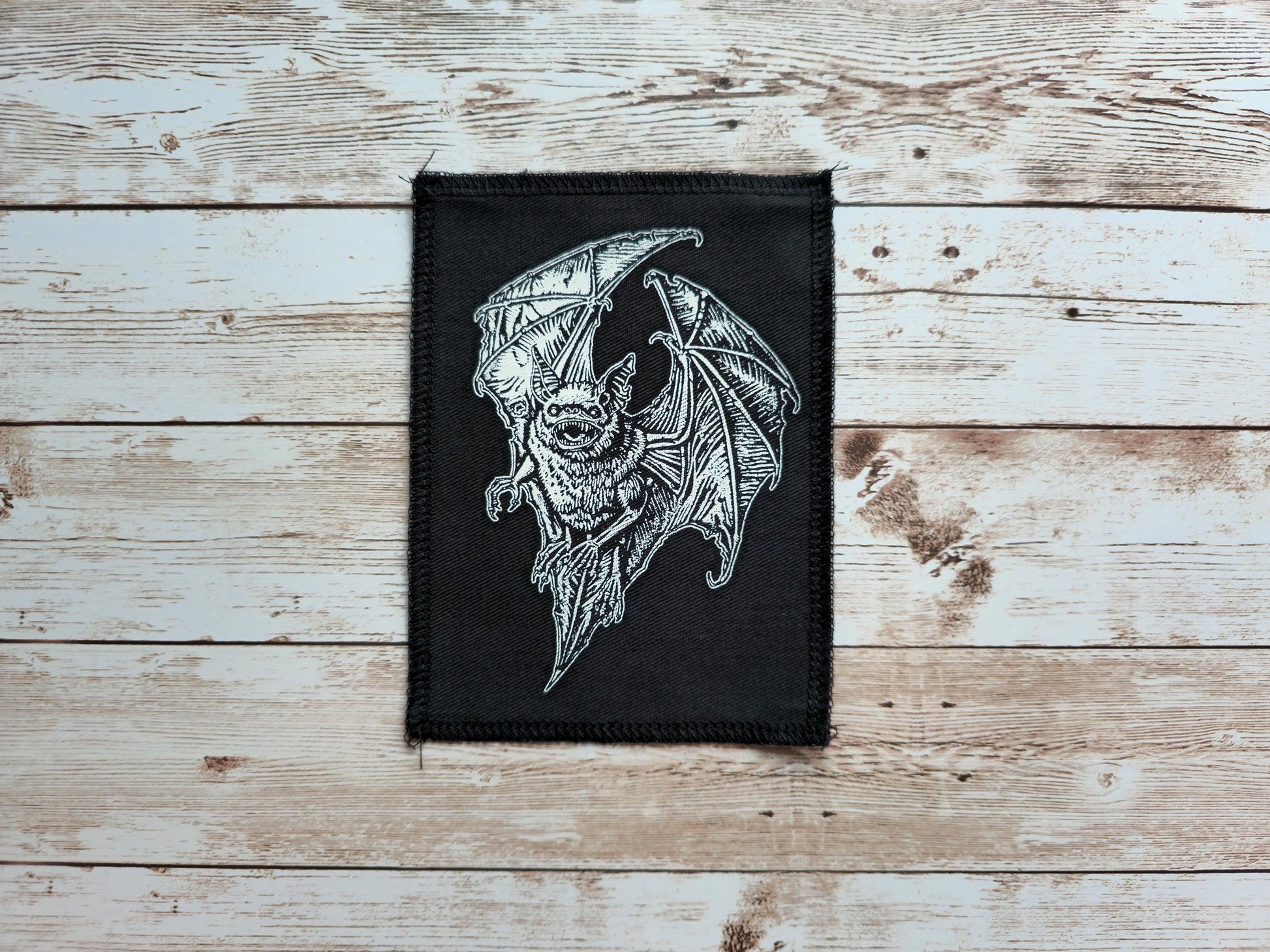 Screaming Chiroptera Patch | Screen Printed Patch | Handmade Bat Patch