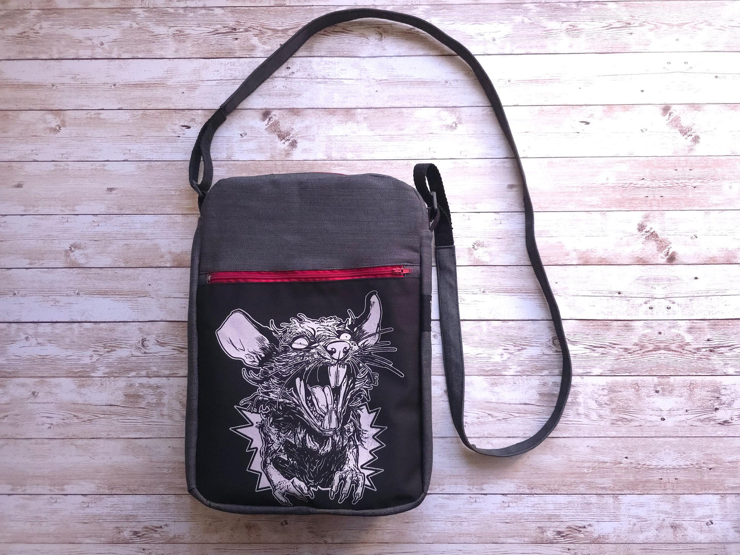 Rat Scream Crossbody Bag | Handmade Screen Printed Bag