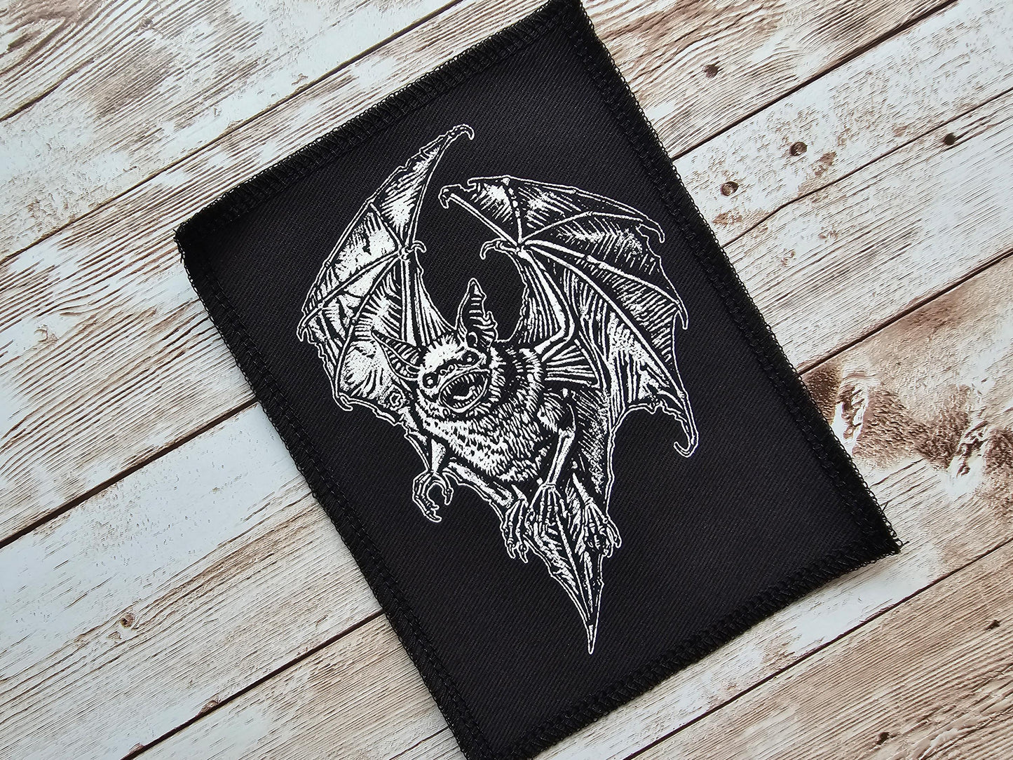 Screaming Chiroptera Patch | Screen Printed Patch | Handmade Bat Patch