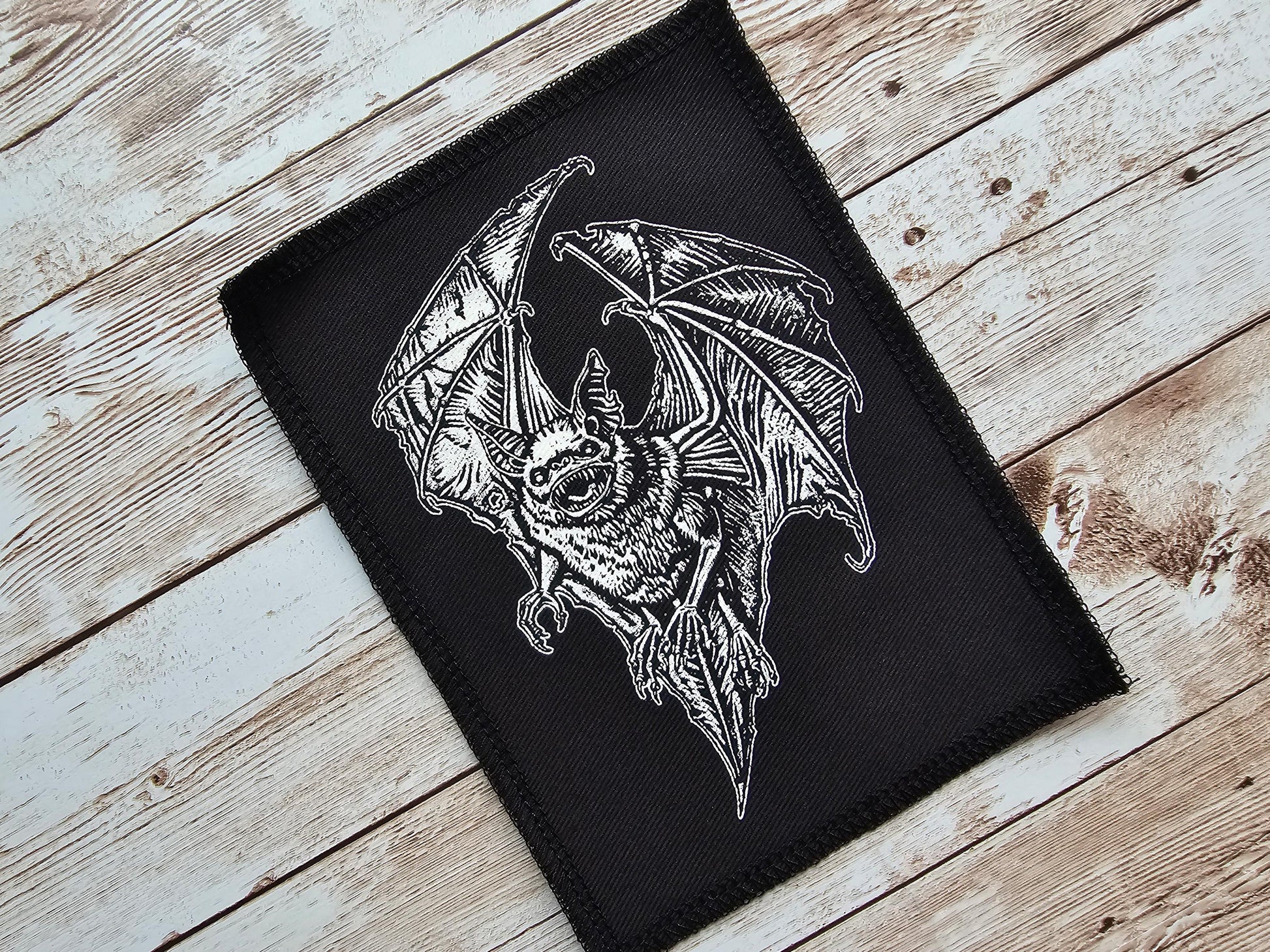 Screaming Chiroptera Patch | Screen Printed Patch | Handmade Bat Patch