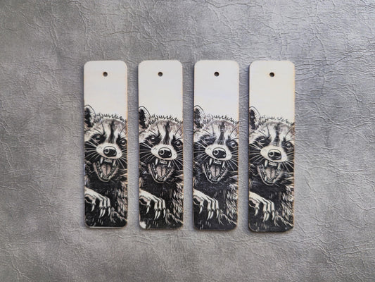 Racoon Wooden Bookmark | Handmade | Original Art Decoupage