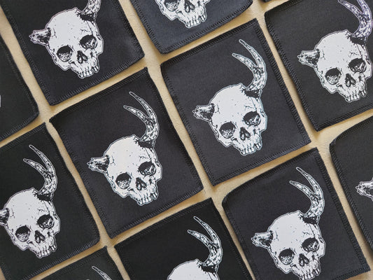 Horned Skull Patch | Handmade Screen Printed | Punk Patch