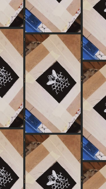 Bee Comb Patch | Handmade Screen Printed Patch | Sew On Patch