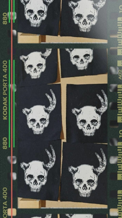 Horned Skull Patch | Handmade Screen Printed Patch | Sew on Patch